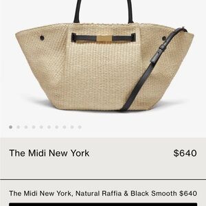 DeMellier London Midi Natural Raffia and Black Bag